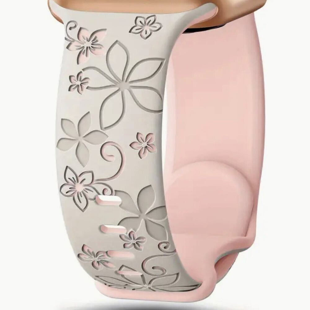 Floral Design Apple Watch Bands in Beige pink 42mm 44mm 45mm 49mm